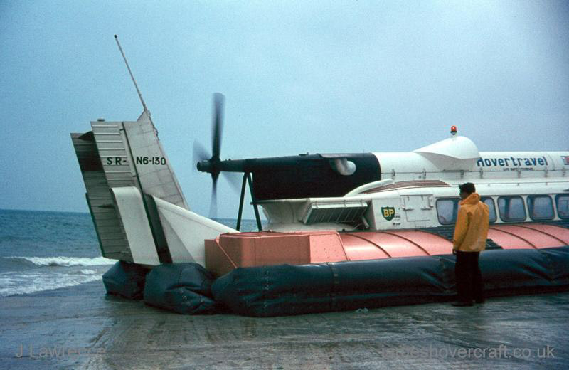The SRN6 with Hovertravel - Closeup of the fin and propeller (credit: Pat Lawrence).